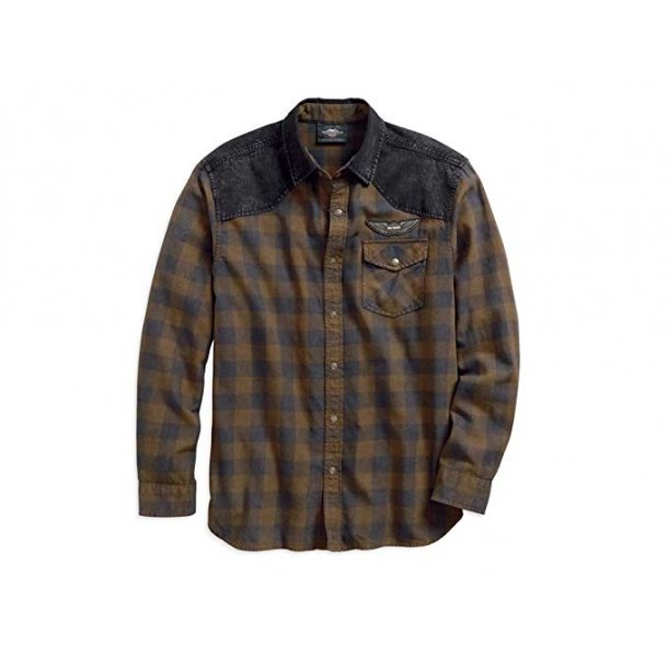 Harley-Davidson Denim Accent Plaid Shirt Hemd - GENUINE MOTORCLOTHES ...