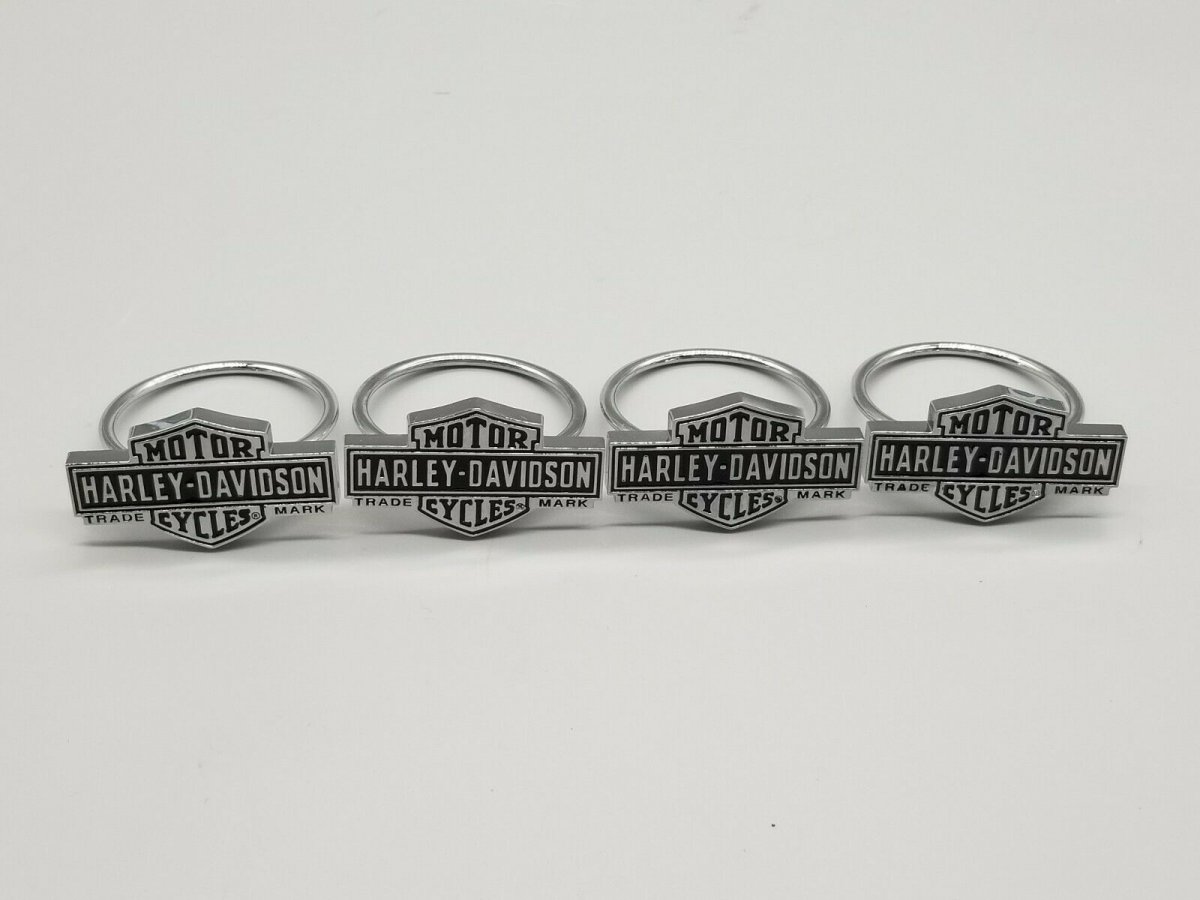 HarleyDavidson® Bar & Shield Napkin Rings. Set of 4 Silver/Black