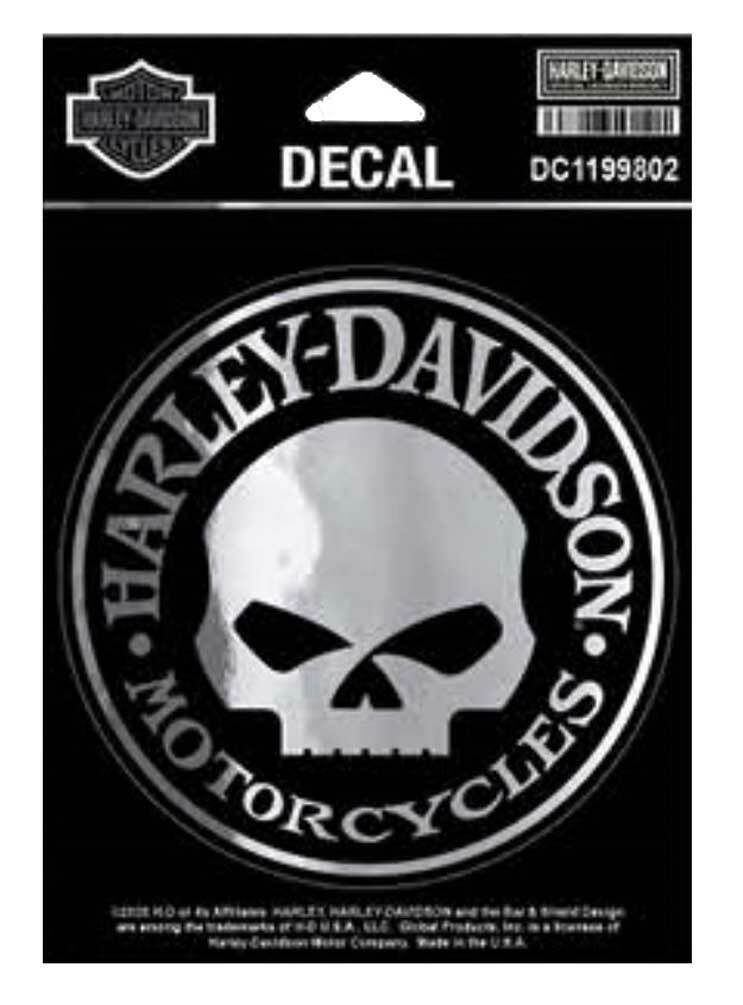 Harley-Davidson® Chrome Willie G Skull Decal, SM Size - Silver & Black ...