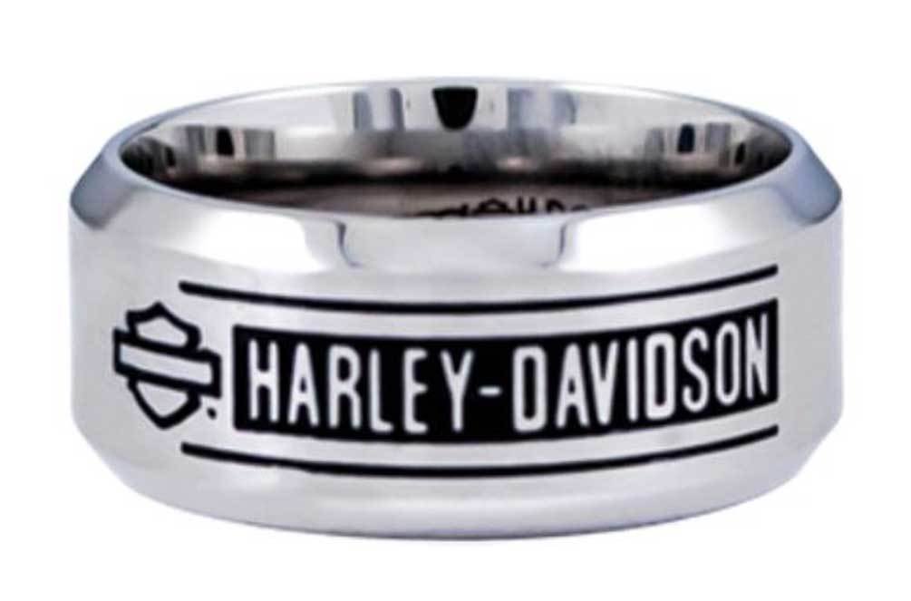 HarleyDavidson® Men's HD Bar Script Stainless Steel Band Ring